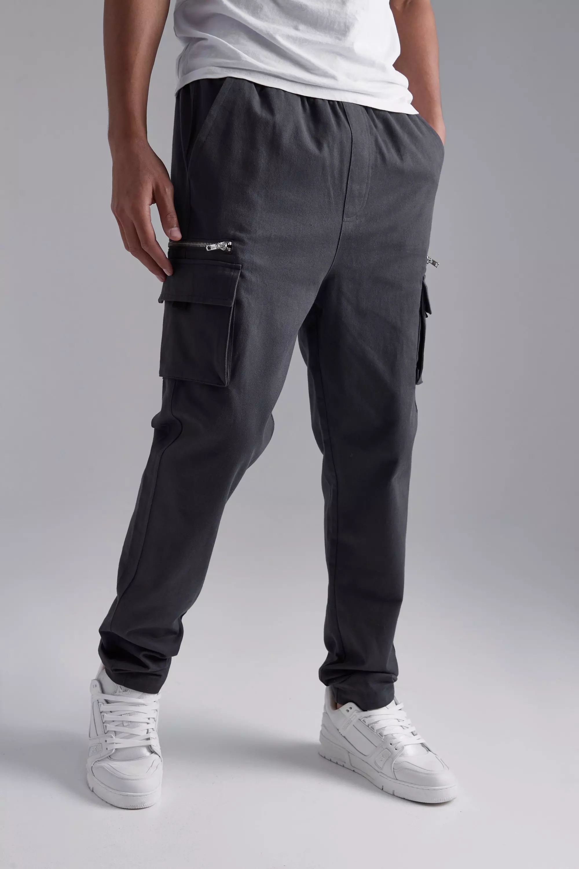 Mens cargo trousers with zip pockets store